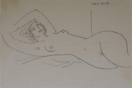 Maurice Charles Louis Van Essche, South African 1906-1977, ink on paper, nude study, 21 x 29cm